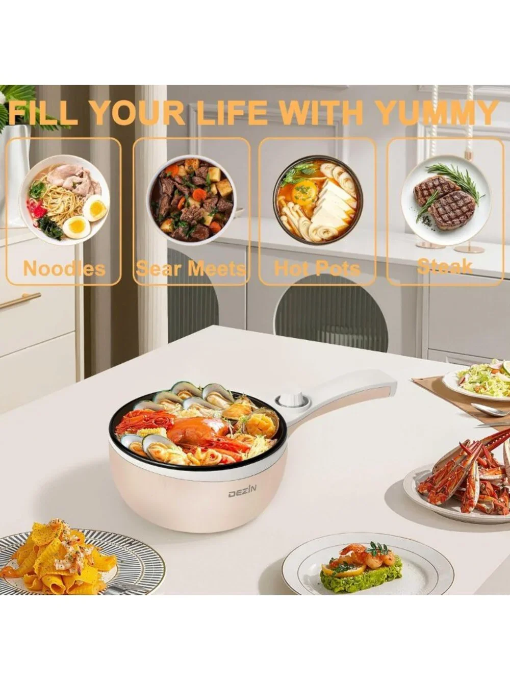 Portable 1.5L Electric Hot Pot - Non-Stick Mini Cooker for Ramen, Eggs, Steak